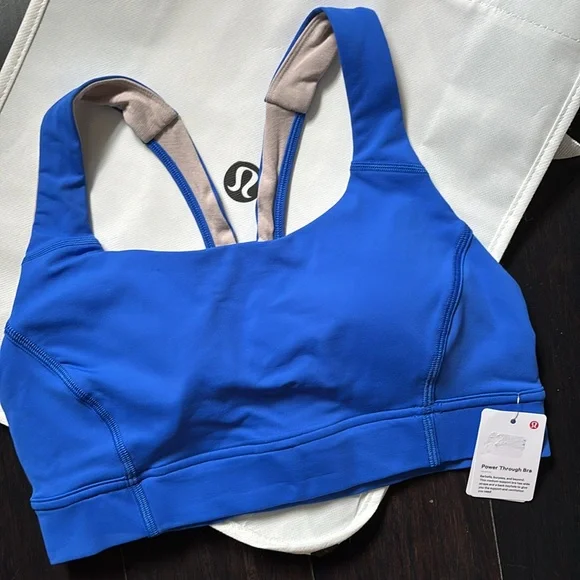 LULULEMON POWER THROUGH BRA IN BLAZER BLUE TONE SZ 8 NWT